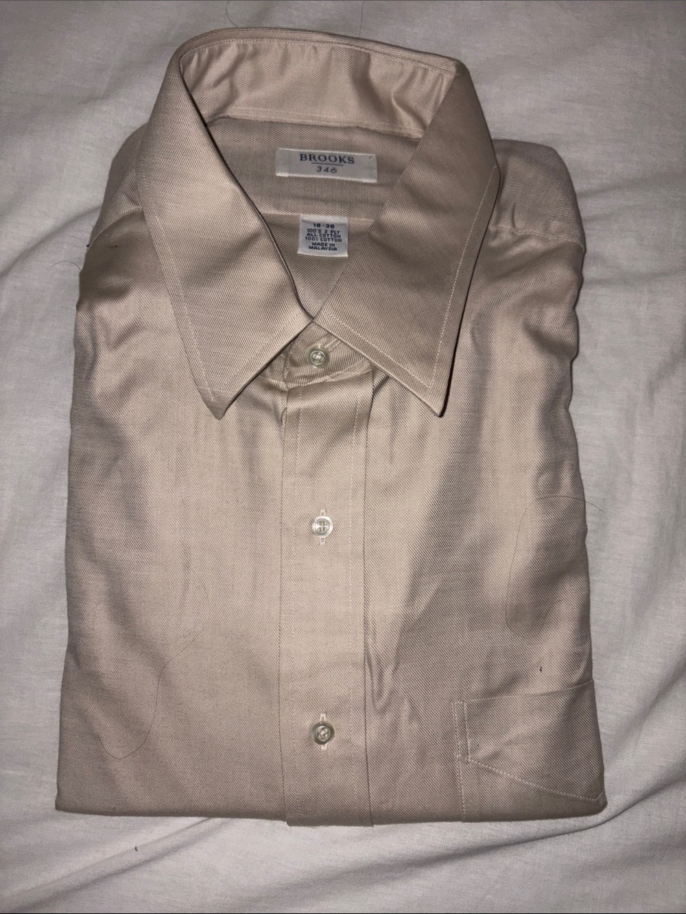 Brooks Men's Light Beige Dress Shirt - Point Collar